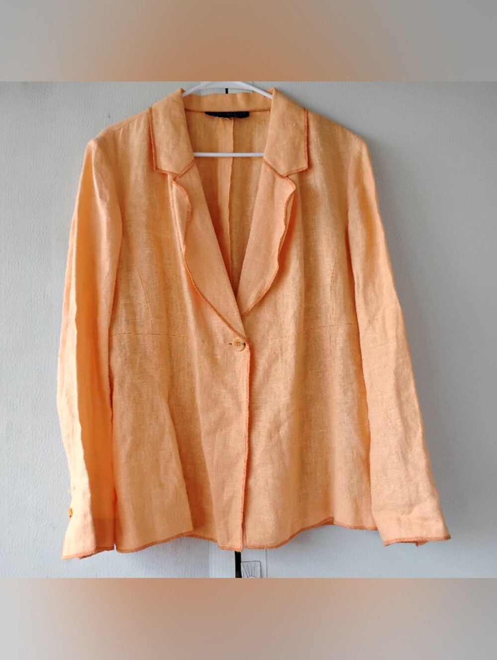 Harve Benard Peach Linen-Blend Single-Button Blazer